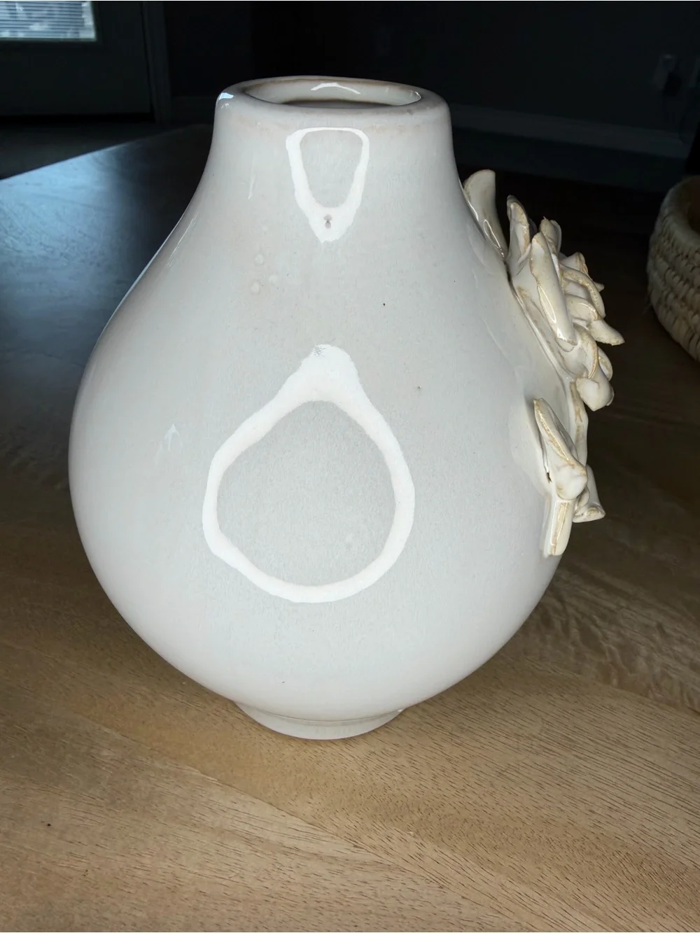 Decorative Creamy Off-White Ceramic Rose Accent Vase - Unbranded